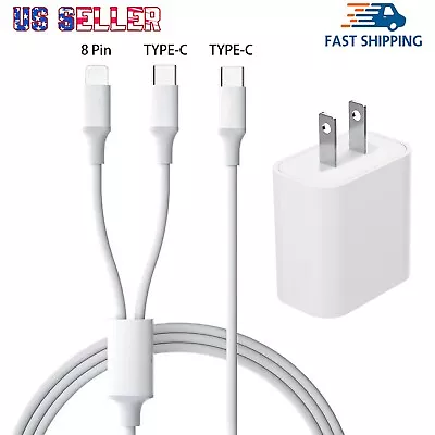 2 In 1 USB-C To USB-C&8Pin Fast Charging Cable For IPhone 15 14 13 12 11 X Pro • $7.18