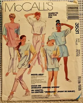 Sewing Pattern McCall's 3531 Misses Overlock Serger Pull On Pants Shorts Top • $7.99