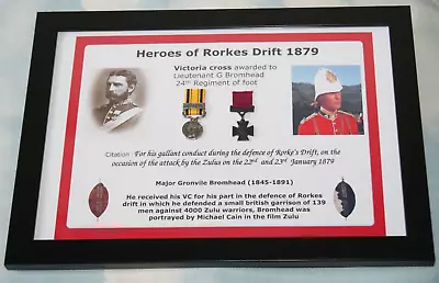 A4 Framed Medal Display Lieutenant BROMHEAD Hero Rorke's Drift War + Zulu DVD • £64.99