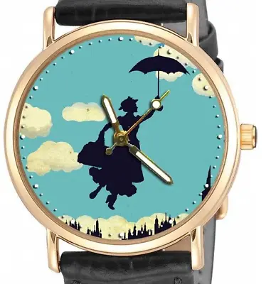 Beautiful Teal Blue Mary Poppins Flying Umbrella Women's / Girls' Wrist Watch • $101.39