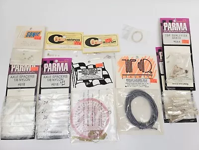 Vintage Slot Car Parts Lot Varios New In Bag Spacers  Parma TQ Braid Tool Wires • $54