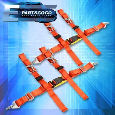 Universal 2X Red 4-Point 2  Nylon Strap Buckle JDM Racing Seat Belt Harness Pair • $31.99