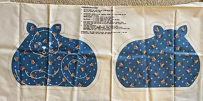 $9.99 • Buy Vintage Cut And Sew Blue Fat Cat Fabric Panel Chintz