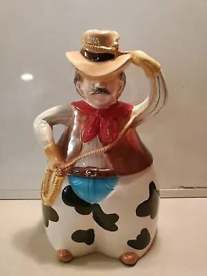 Vintage Sunshine Cowboy Cookie Jar Half Cow Half Cowboy Funny Cartoon  • $35.50