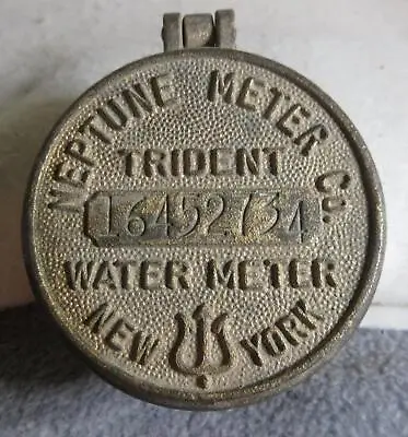 Vintage Neptune Water Meter Trident New York Brass Meter Lid Cover Glass Lens • $21.25