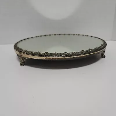 Antique Victorian Ornate Vanity Beveled Mirror Plateau Round • $125