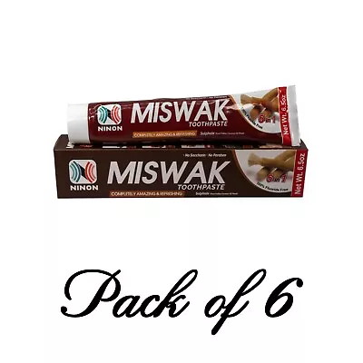 Neem Miswak 6 Pack Herbal Charcoal Essential Toothpaste 5 In 5 Dental Care Tube • $21.95