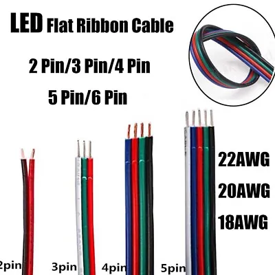 Flat Ribbon Cable 2/3/4/5/6-Way Flexible PVC Extension LED Connector Wire Cable • $3.23