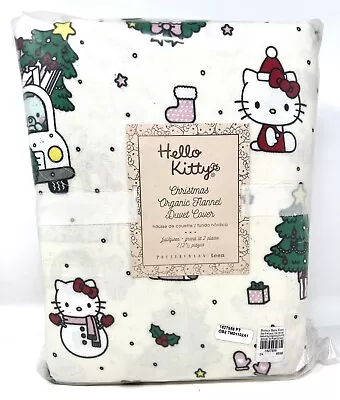 Pottery Barn Teen Hello Kitty Flannel Full Queen Duvet Cover Christmas RED BOWS • $259.34