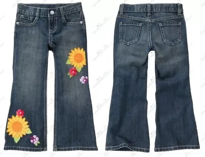 Nwt Gymboree Sunflower Smiles Sunflower Bootcut Denim Jeans Sz 12 Rare • $34.99