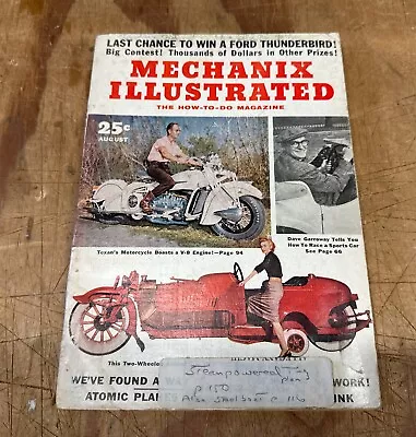 Mechanix Illustrated Magazine August 1955 Texan's Motorcycle V-8 Engine • $4.20