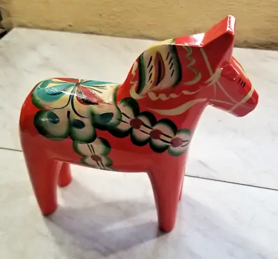 Vintage Nils Olsson Orange Wooden Dala Horse • $30