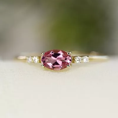 Pink Tourmaline Promise Ring 14k Gold Ring Engagement Ring Women Gift For Her. • $40