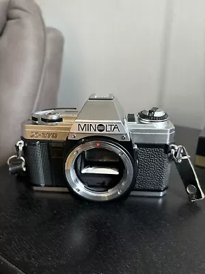 MINOLTA X-370 35mm Film SLR Camera W/ 210mm Lens Case Straps & Film Holster • $45