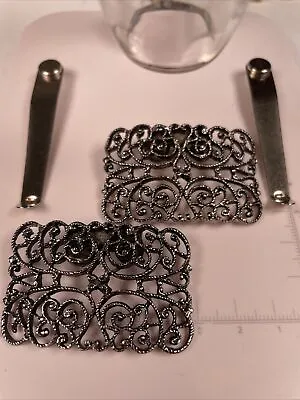 Open Filigree Vintage Musi Signed Shoe Clips • $15