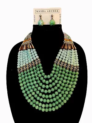 Masha Archer Jade And Vintage Glass Necklace (Retail 2875) And Earrings • $925