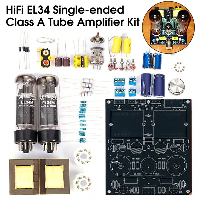 HiFi EL34 Valve Tube Amplifier Mini Class A Stereo Audio Power Amp DIY Kit 5W+5W • £131.99