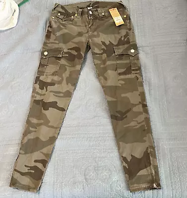 True Religion Pants Jeans Skinny Camo  Cargo Women’s Size 31 Ankle Zipper NWT • $69.50