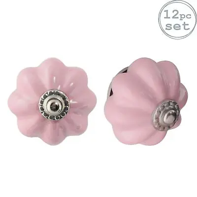 £17.99 • Buy 12x Floral Ceramic Cabinet Knobs Vintage Cupboard Door Drawer Handles Pink