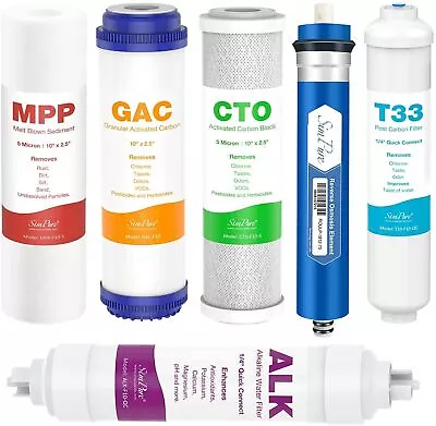 10  X2.5  5/6 Stage 75 GPD 100 GPD RO Reverse Osmosis Water Filter Cartridge Set • $44.99