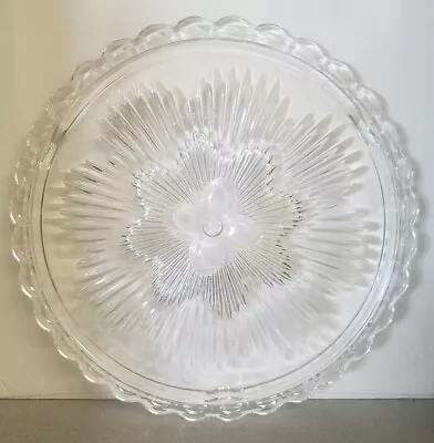 Indiana Glass Crystal Glass 11-1/4  Footed Cake Plate #3355 NEW Vintage • $12.05