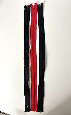 CONMAR Nylon Heavy Duty Zipper 16.5” #5 LOT Of 3 Used Black & Red VTG • $9.99