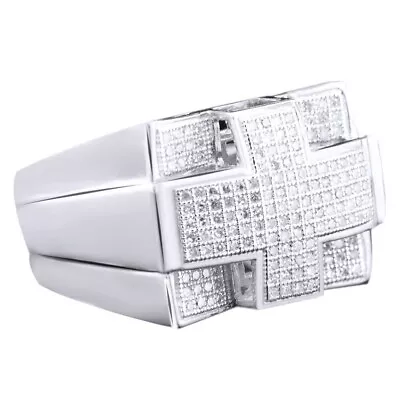 1/2 Ct Round D VSS1 Diamond Cross Design Mens Pinky Ring 18K White Gold Plated • $132.92