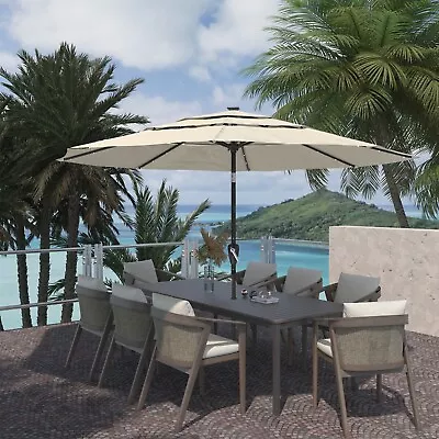 Clihome 10ft LED 3-Tier Patio Market Umbrella Double Airvent Outdoor Umbrella • $104.25