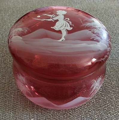 Beautiful Vintage Mary Gregory Fenton Powder Vanity Box Jar • $99.99