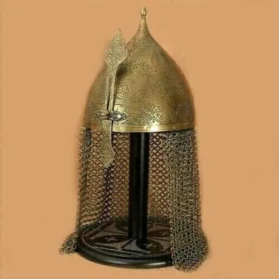 Knight 18ga Steel Medieval Indo-Persian Helmet Islamic Helmet With Chain MailKni • £128.34