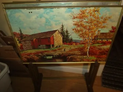 4 VTG  Barn Scene  TV Trays Set Of 4W-stand   Retro 1960's Barn • $116.09