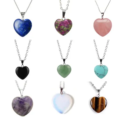 $8.99 • Buy Women 925 Sterling Silver Heart Necklace Pendant Chain Crystal Purple Blue Red