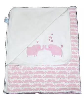 STAINS FLAWS Vintage 2003 Gymboree Blushing Elephants Baby Blanket Pink Hearts • $39.95