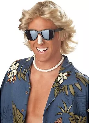 70's Feathered Hair Wig Blonde Guy Fancy Dress Halloween Adult Costume Accessory • $19.77