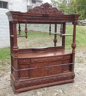 Victorian Carved Oak Hooded Sideboard Attr. R.j. Horner • $7850
