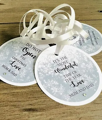 10 X PERSONALISED Silver Themed Christmas Tags Gift Tags Christmas Favours • £2.75