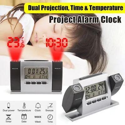 Projection Alarm Clock LCD Multi-function Time Temperature Display Snooze Clock • $17.60