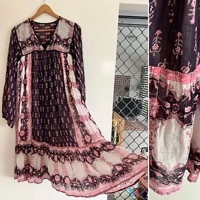 Vintage 1970s Indian Gauze Cotton Dress Boho Hippie • $57.41