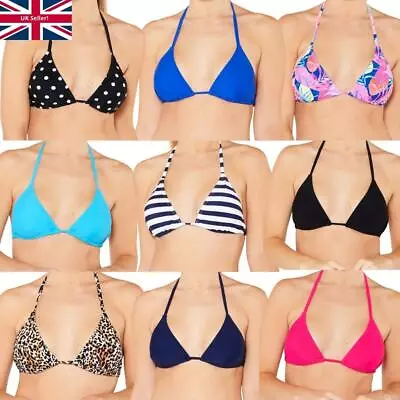 Scuba Womens Triangle String Bikini Top Mix & Match Plain Print Padded UK Seller • £9.99