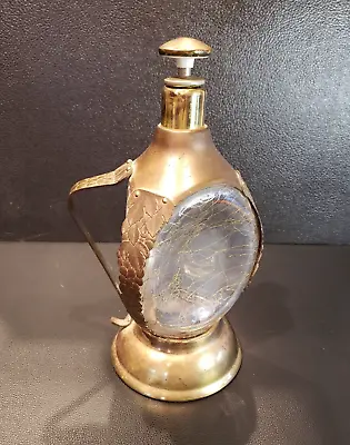 Vintage Musical Brass Glass Decanter Carafe Bottle • $16.95