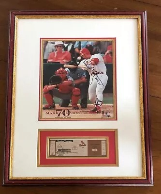 Mark McGuire 70th Home Run Framed Display  Signed Photo + Ticket Stub Ex Cond • $550