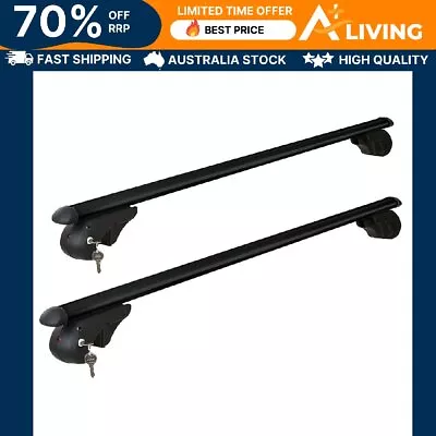 Aluminium Car Roof Rack Cross Bars 1080mm Adjustable 90kg Load Anti Theft Black • $76.65