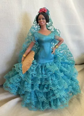 Marin Cliclana 7” Woman Flamenco Dancer Doll In Blue Dress • $15