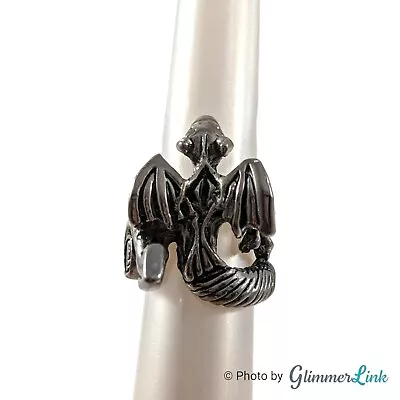 Vintage Perched Winged Dragon Tail Wrapped Silver Tone Ring Sz 6.75 • $32.99