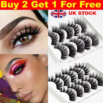 5 Pairs False Eyelashes Long Thick Wispy Volume Strip Dramatic Lashes Set MakeUp • £2.49