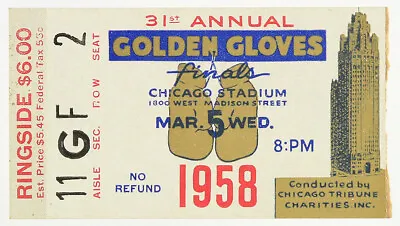 1958 Cassius Clay Muhammad Ali Golden Gloves Finals Ticket Chicago Stadium  • $799.99