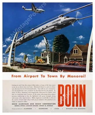 Streamlined Future Monorail Train Art 1946 Bohn Aluminum Ad NEW Poster 20x24 • $18.70