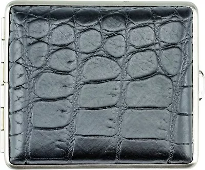 $46.25 • Buy VOM HOFE GERMAN ×18 NORMAL CIGARETTE CROCODILE BLACK LEATHER CASE W. ELAST. BAND