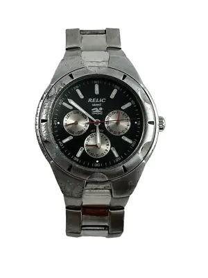 $16.99 • Buy Relic Wet By Fossil Vintage Mens Silver Black Multifunction Watch ZR 15396