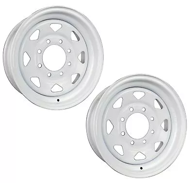 2-Pk Trailer Rims 16x6 In. 8 Bolt Hole 6.5 In.OC White Spoke Steel Wheel • $126.97